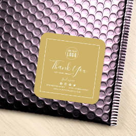 Pegatina Cuadrada Añadir tu logotipo Social Media Gracias Color Pers