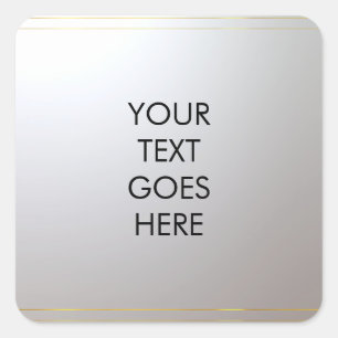 Pegatina Cuadrada Añadir tu texto aquí dorado plateado personalizado