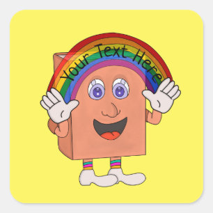Pegatina Cuadrada Añadir un libro arcoiris de texto