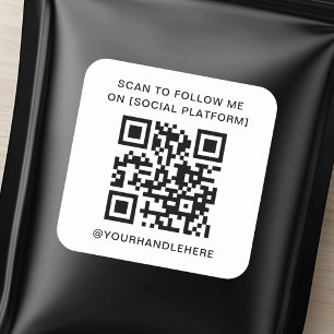 Pegatina Cuadrada Análisis de código QR para seguirme en una platafo