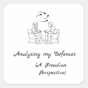 Pegatina Cuadrada Análisis de mis defensas Psicología divertida