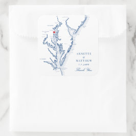 Pegatina Cuadrada Anapolis Chesapeake Bay Map Navy Wedding Favor
