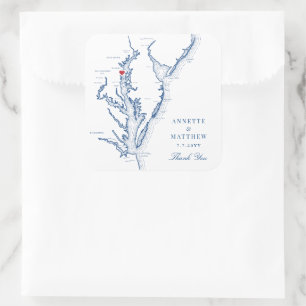 Pegatina Cuadrada Anapolis Chesapeake Bay Map Navy Wedding Favor
