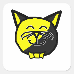 Pegatina Cuadrada Anarkitty con las barbas blancas Anarchyball