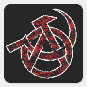 Pegatina Cuadrada Anarquio-Sindicalismo Anarquio-Comunista Angustiad