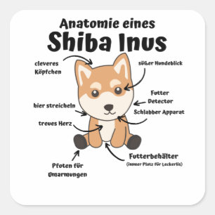 Pegatina Cuadrada Anatomía De Un Cachorro De Perro Dulce Shiba Inus