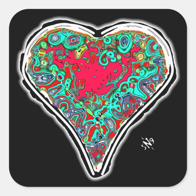 Pegatina Cuadrada Anatomía secreta de un corazón rojo v3.1 (Anverso)