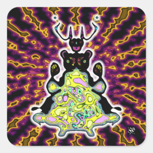 Pegatina Cuadrada Anatomía secreta de un hámster espacial v4