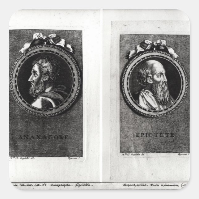 Pegatina Cuadrada Anaxagorus y Epicteto (Anverso)