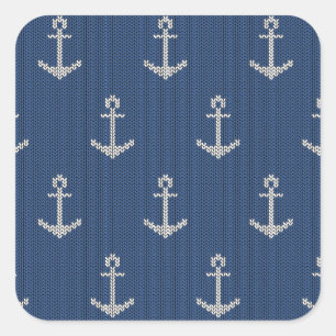 Pegatina Cuadrada Anchor marino Knit
