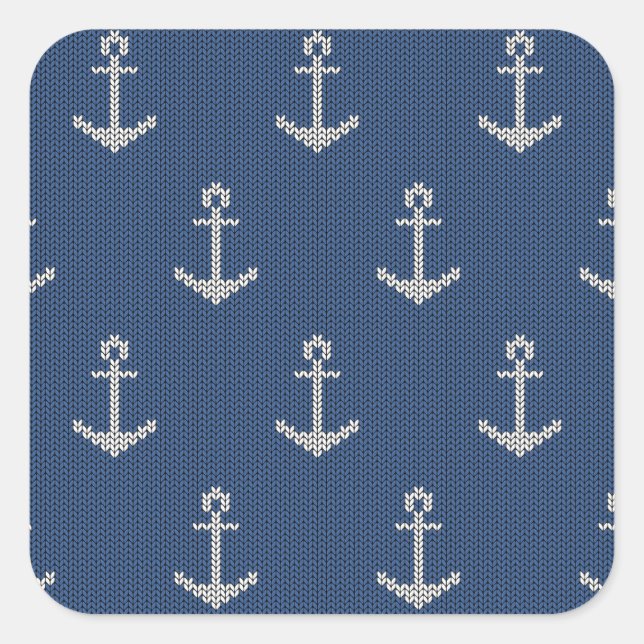Pegatina Cuadrada Anchor marino Knit (Anverso)