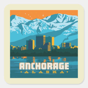 Pegatina Cuadrada Anchorage, Alaska