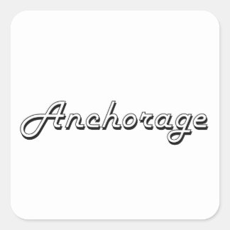 Pegatina Cuadrada Anchorage Alaska Classic Retro Design