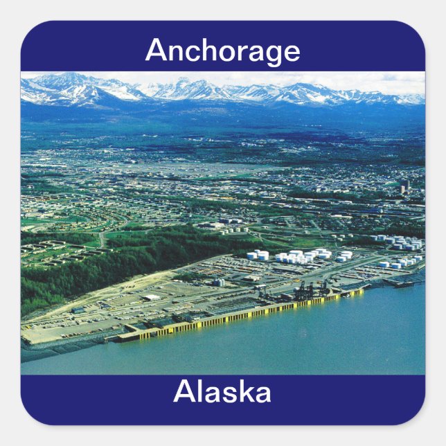 Pegatina Cuadrada Anchorage, Alaska View (Anverso)