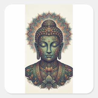 Pegatina Cuadrada Ancient Bammi Lipi Art Sticker - Raja Asoka Dhamma