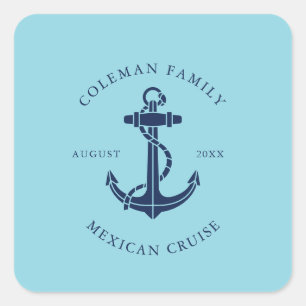 Pegatina Cuadrada Ancla de barco náutico personalizada