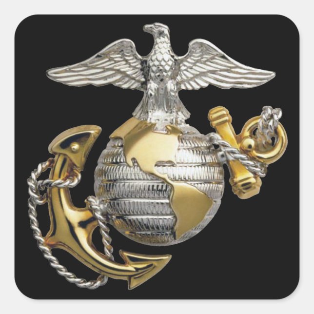 Pegatina Cuadrada Ancla de Eagle Globe (Anverso)