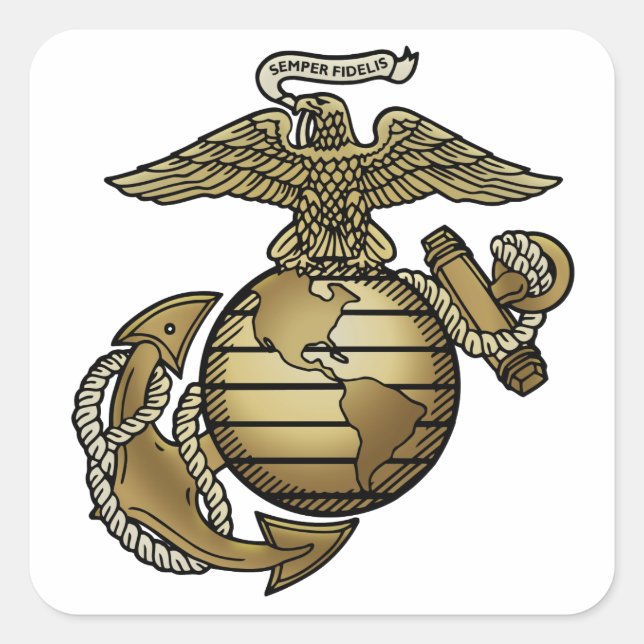 Pegatina Cuadrada Ancla de Eagle Globe (Anverso)
