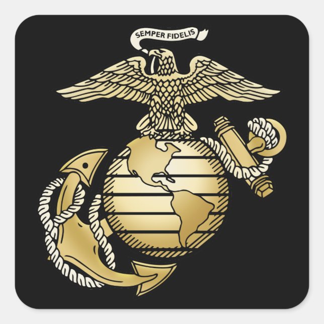 Pegatina Cuadrada Ancla de Eagle Globe (Anverso)