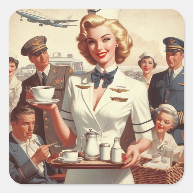 Pegatina Cuadrada Anclaje del administrador de vintage (Anverso)