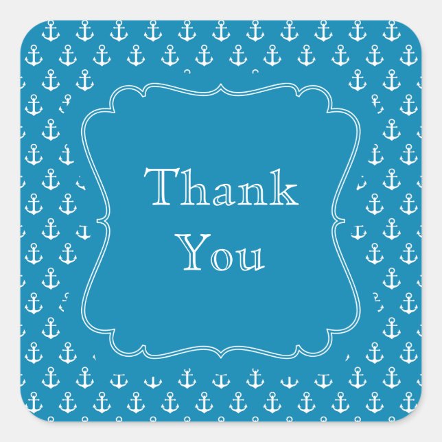 Pegatina Cuadrada Anclas náuticas azules Aqua (Anverso)