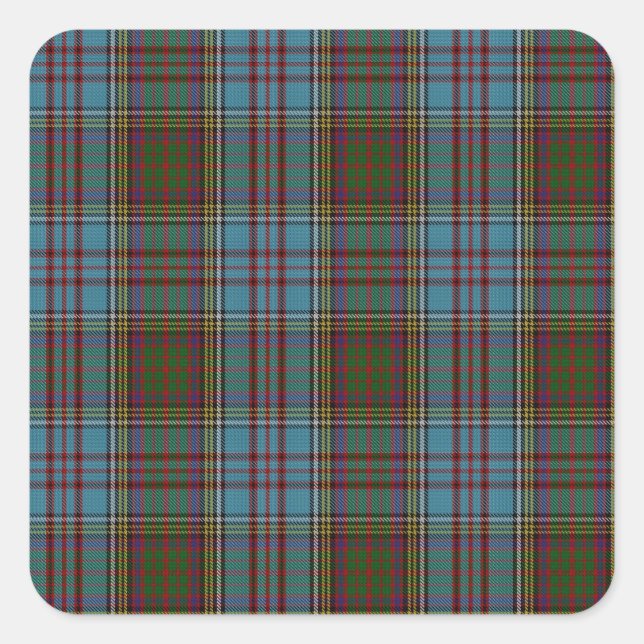 Pegatina Cuadrada Anderson Clan Family Tartan (Anverso)