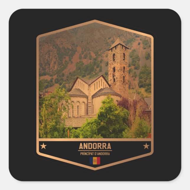 Pegatina Cuadrada Andorra (Anverso)