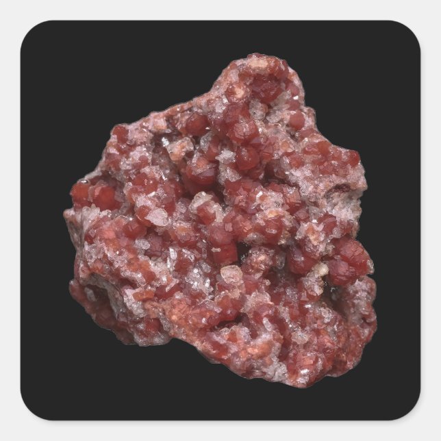 Pegatina Cuadrada Andradite Garnet y Calcite Cluster (Anverso)