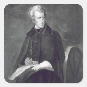 Pegatina Cuadrada Andrew Jackson, séptimo presidente de los Estados 
