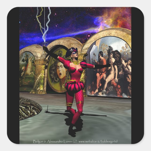 Pegatina Cuadrada ANDROID BALLET , Ciencia Ficción (Anverso)