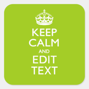 Pegatina Cuadrada Android Green Keep Calm Ten Tu Texto