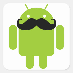 Pegatina Cuadrada Android Robot Mustache