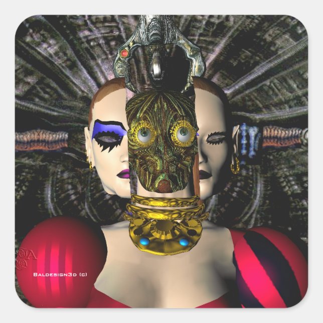 Pegatina Cuadrada ANDROID XENIA SPACESHIP PILOT,Ciencia Ficción (Anverso)