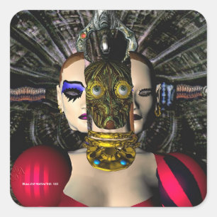 Pegatina Cuadrada ANDROID XENIA SPACESHIP PILOT,Ciencia Ficción
