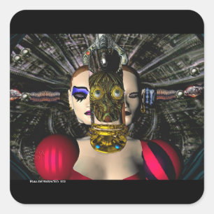 Pegatina Cuadrada ANDROID XENIA SPACESHIP PILOT,Ciencia Ficción