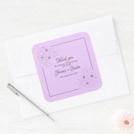 Pegatina Cuadrada Anémona sobre Lila Claro