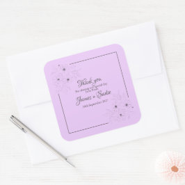 Pegatina Cuadrada Anemone on Light Lilac