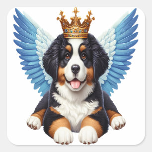 Pegatina Cuadrada Angel Bernese Mountain Dog Aovers Berner Puppy