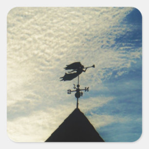 Pegatina Cuadrada Angel BLOWING HORN WEATHER VANE