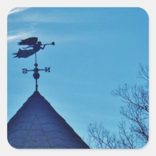 Pegatina Cuadrada Angel BLOWING HORN WEATHER VANE
