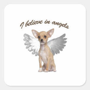 Pegatina Cuadrada Angel Chihuahua