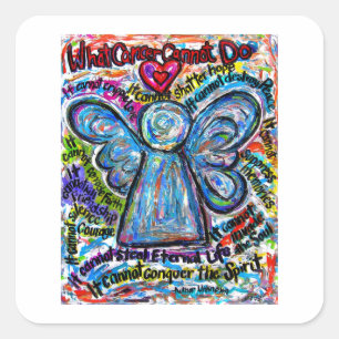 Pegatina Cuadrada Ángel colorido qué no puede hacer el cáncer a los 