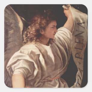 Pegatina Cuadrada Ángel con pancarta 1522
