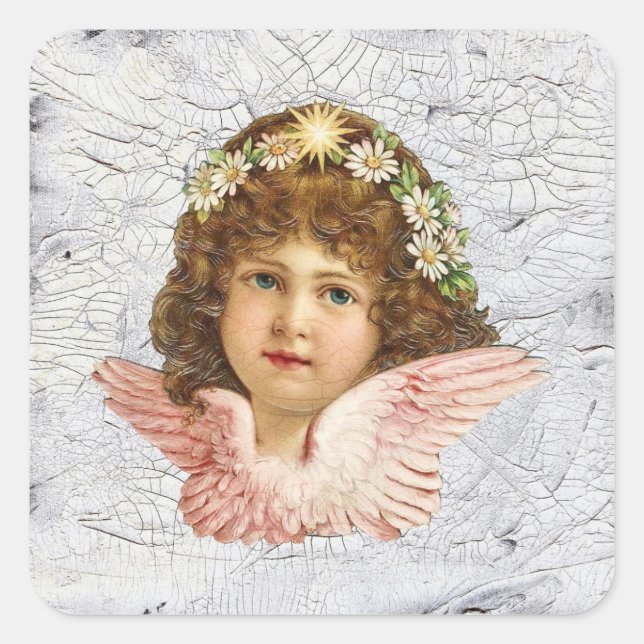 Pegatina Cuadrada Ángel cruzado (Anverso)
