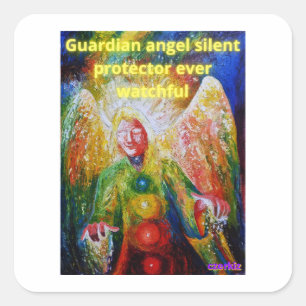 Pegatina Cuadrada Ángel de la guarda