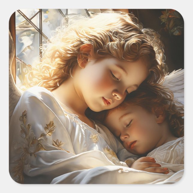 Pegatina Cuadrada Ángel de la guarda (Anverso)