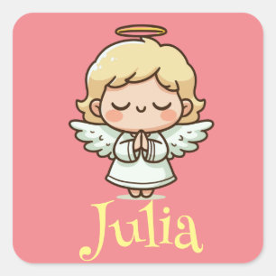 Pegatina Cuadrada Ángel de oración pequeño