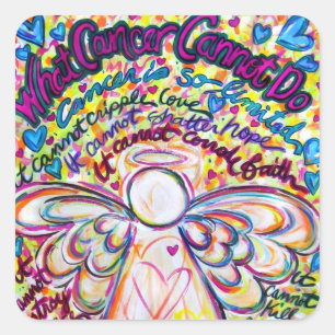 Pegatina Cuadrada Ángel de primavera qué no puede hacer el cáncer a 