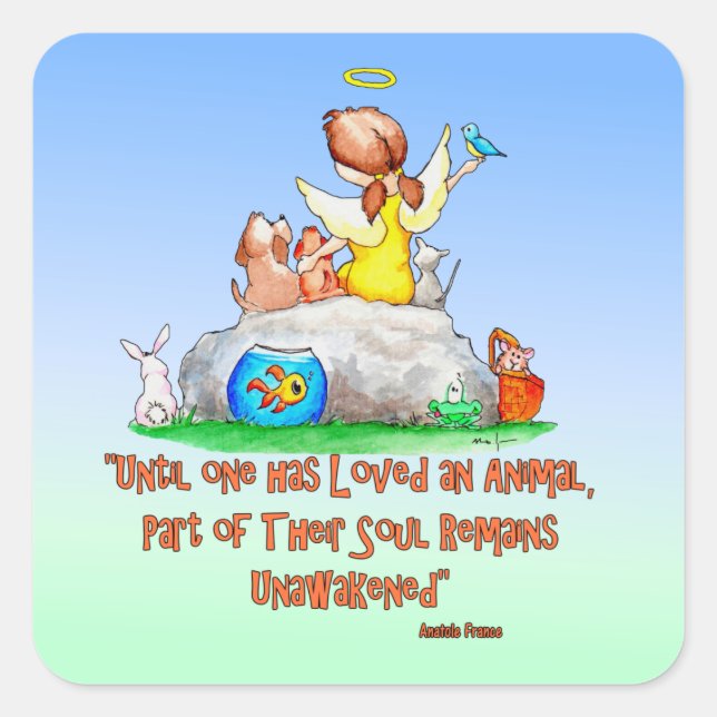 Pegatina Cuadrada Ángel de rescate (Anverso)