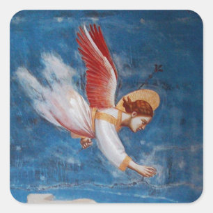 PEGATINA CUADRADA ÁNGEL DEL VUELO EN EL CIELO AZUL, CELEBRACIÓN DE